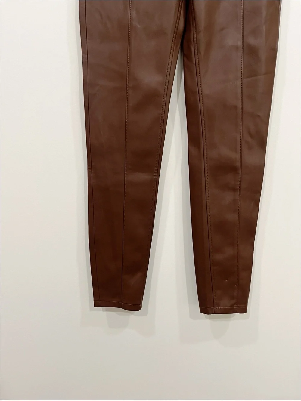 Free People We The Free Spitfire Faux Leather Skinny Pants Brown Size 24